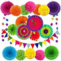 Zerodeco Decoración de la Fiesta- 21 Piezas Abanicos de Papel Bola de Nido Pom Poms Ventilador Cumpleaños Boda Carnaval…